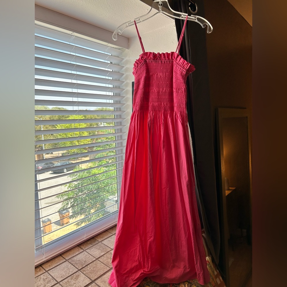 Hot Pink Ruched Midi dress